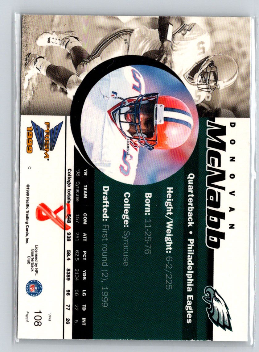 1999 Pacific Prism #108 Donovan McNabb G51