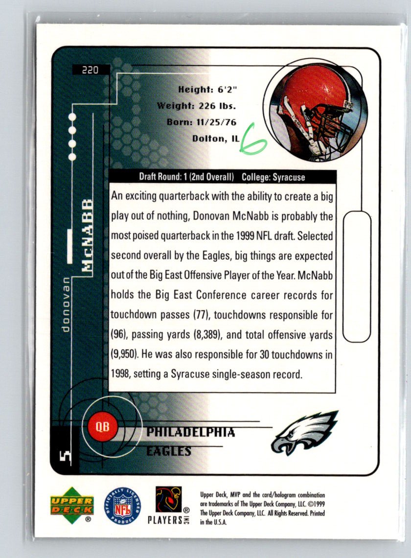 1999 Upper Deck MVP #220 Donovan McNabb G51