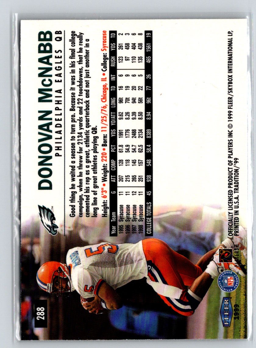 1999 Fleer Tradition #288 Donovan McNabb G51