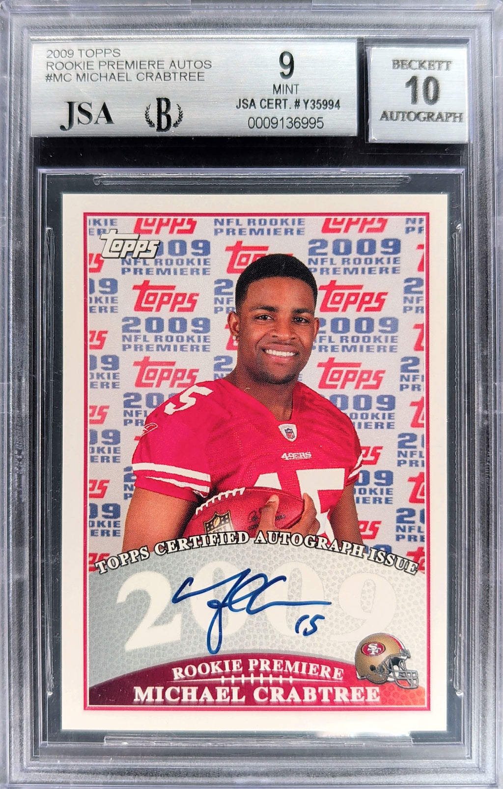 2009 Topps #RPA-MC Michael Crabtree Rookie Premiere Autographs BGS 9 H05
