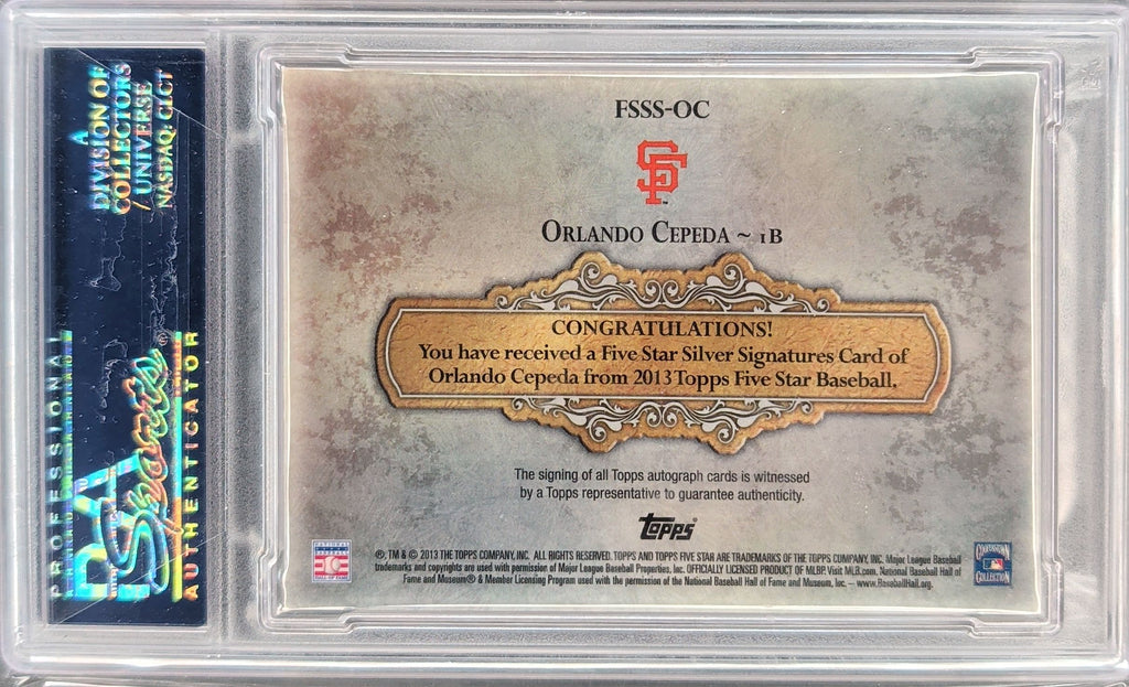 2013 Topps Five Star Orlando Cepeda Silver Signings Rainbow PSA 8 #/5 H05