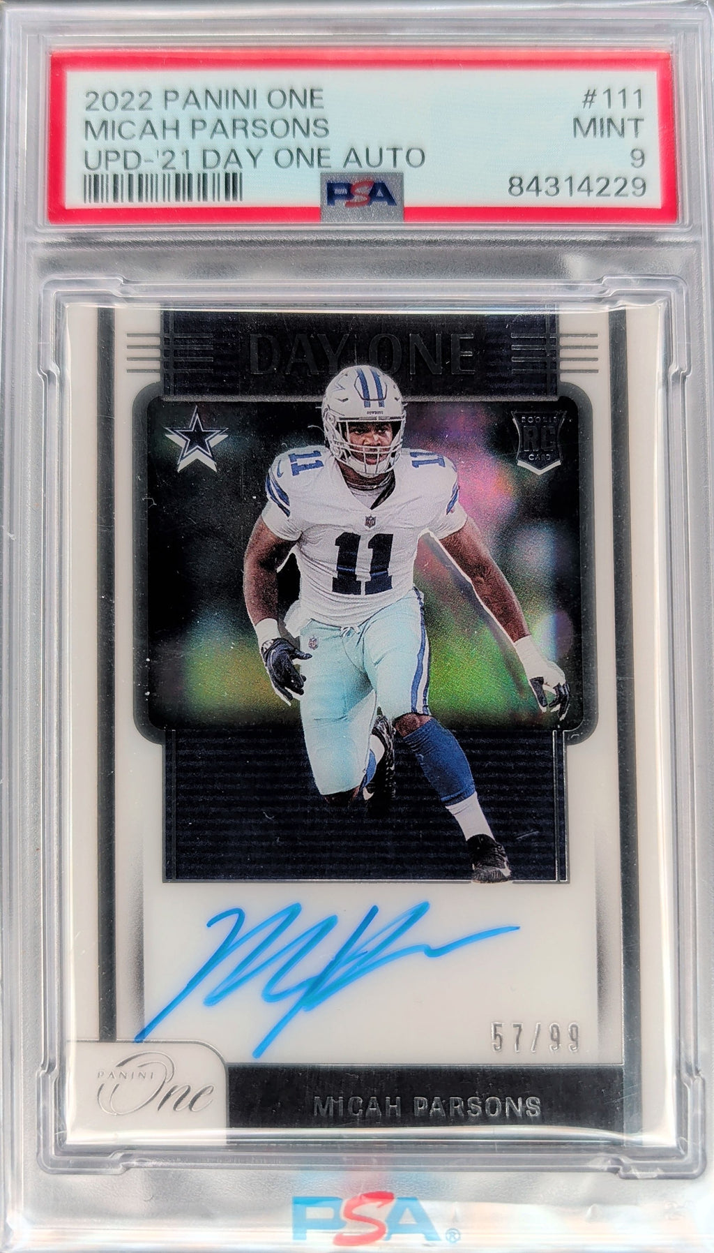 2022 Panini One Micah Parsons 2021 Update: Day One Auto #/99 H05
