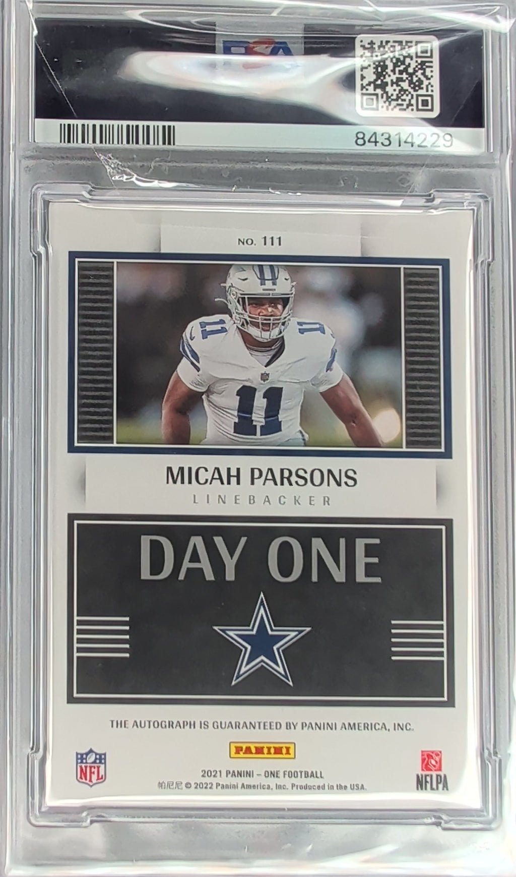 2022 Panini One Micah Parsons 2021 Update: Day One Auto #/99 H05