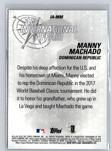 2018 Topps Chrome Update #IA-MM Manny Machado An International Affair i01