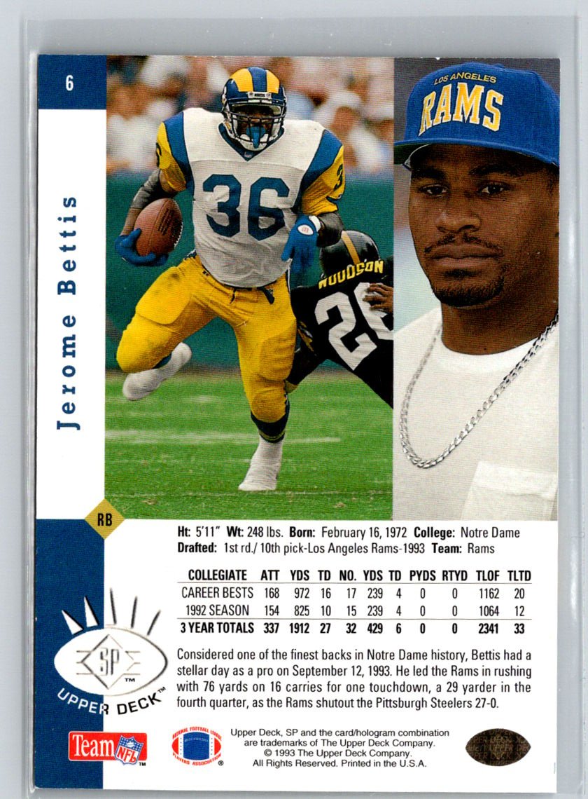 1993 SP #6 Jerome Bettis i01