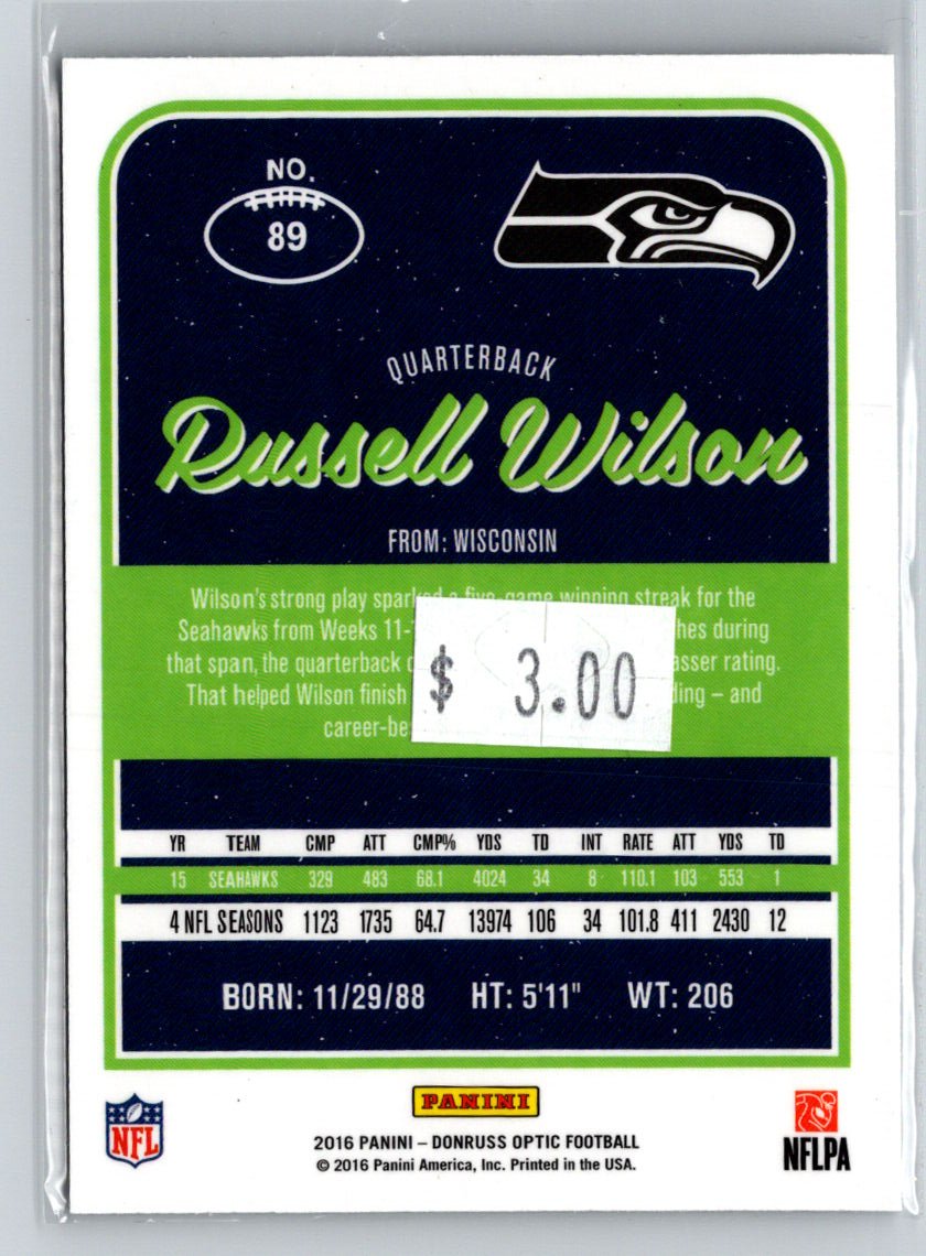 2016 Donruss Optic #89 Russell Wilson Holo i01