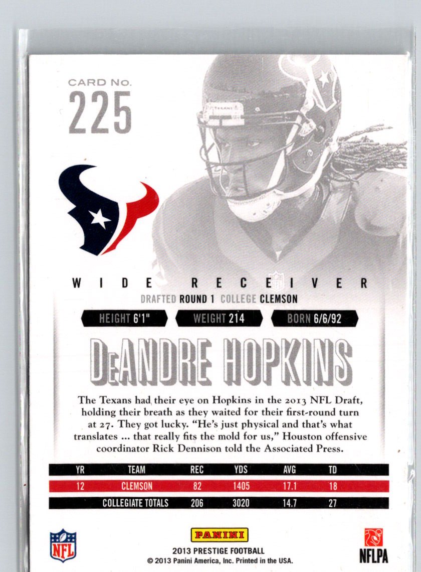 2013 Panini Prestige #225 DeAndre Hopkins Rookie Extra Points Blue i01