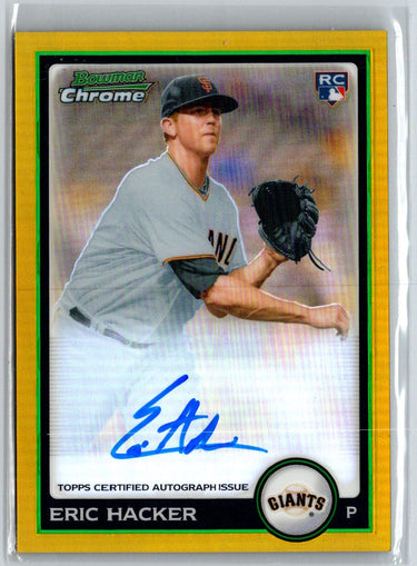 2010 Bowman Chrome #216 Eric Hacker Gold Refractor Auto /50 i03