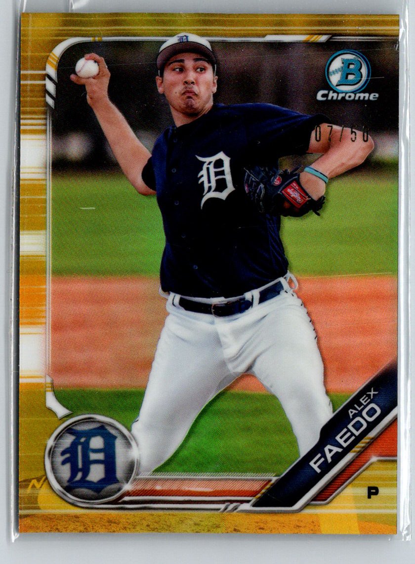 2019 Bowman #BCP-78 Alex Faedo Chrome Prospects Gold Refractor #/50 i03