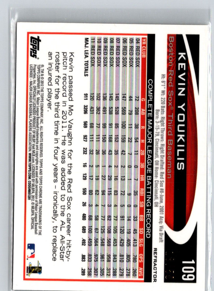 2012 Topps Chrome #109 Kevin Youkilis Gold Refractors #/50 i02