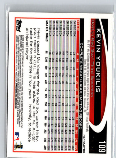 2012 Topps Chrome #109 Kevin Youkilis Gold Refractors #/50 i02
