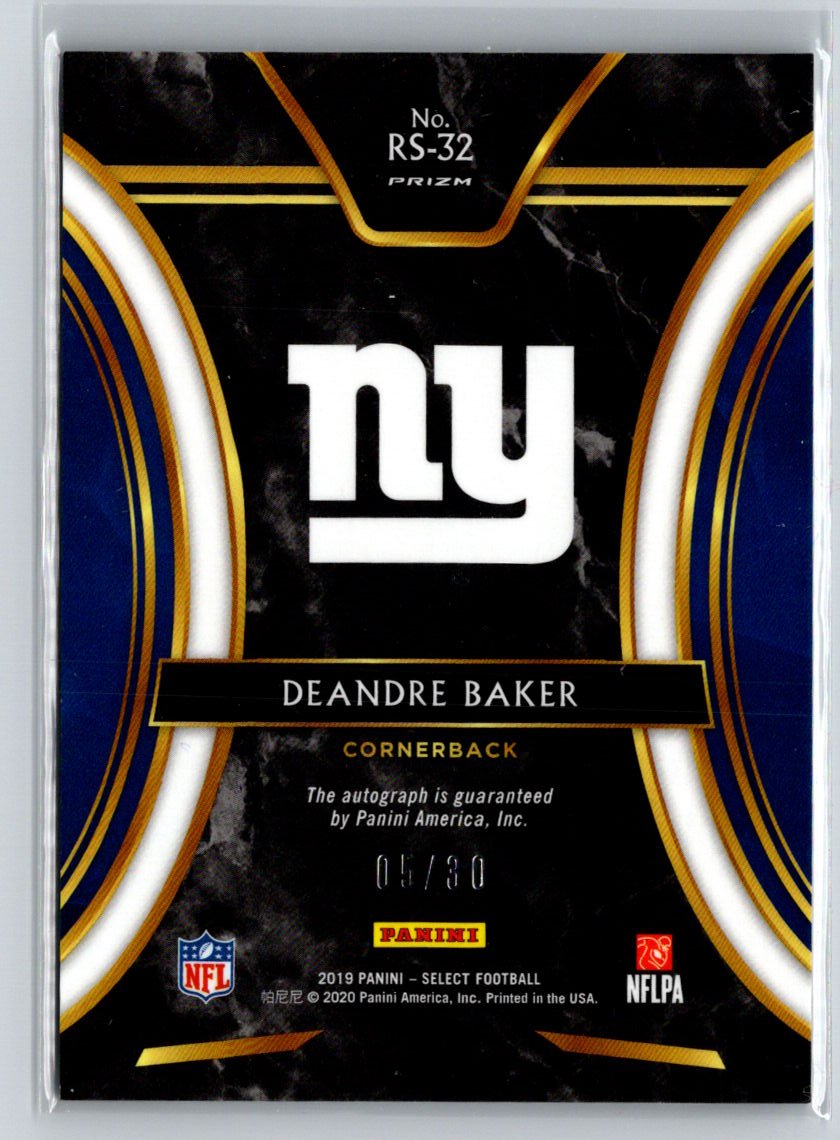 2019 Panini Select #RS-32 Deandre Baker Rookie Signatures White Prizm #/30 i03