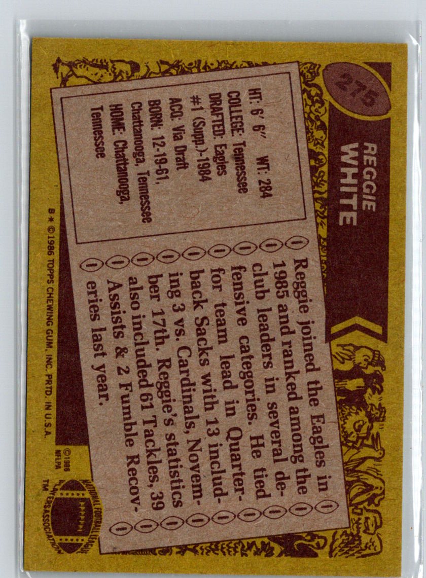 1986 Topps #275 Reggie White i02