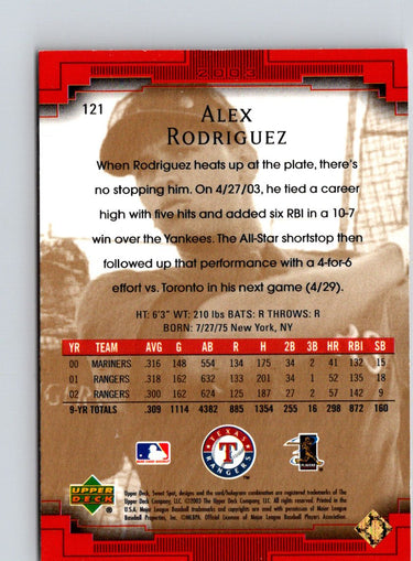 2003 Upper Deck Sweet Spot #121 Alex Rodriguez i02