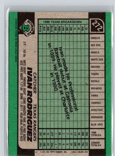 1991 Bowman #272 Ivan Rodriguez i02