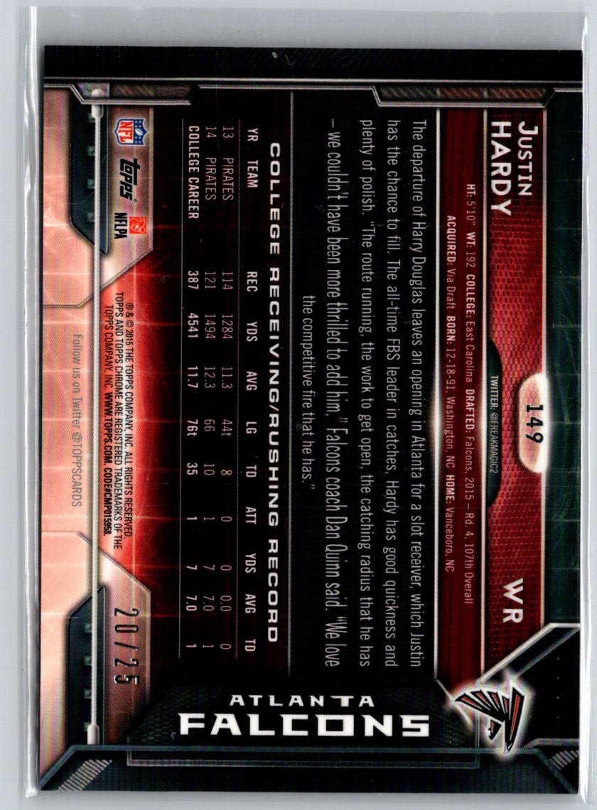 2015 Topps Chrome #149 Justin Hardy Red Refractor #/25 i04