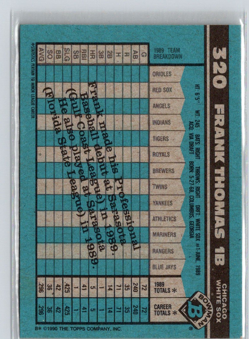 1990 Bowman #320 Frank Thomas i02