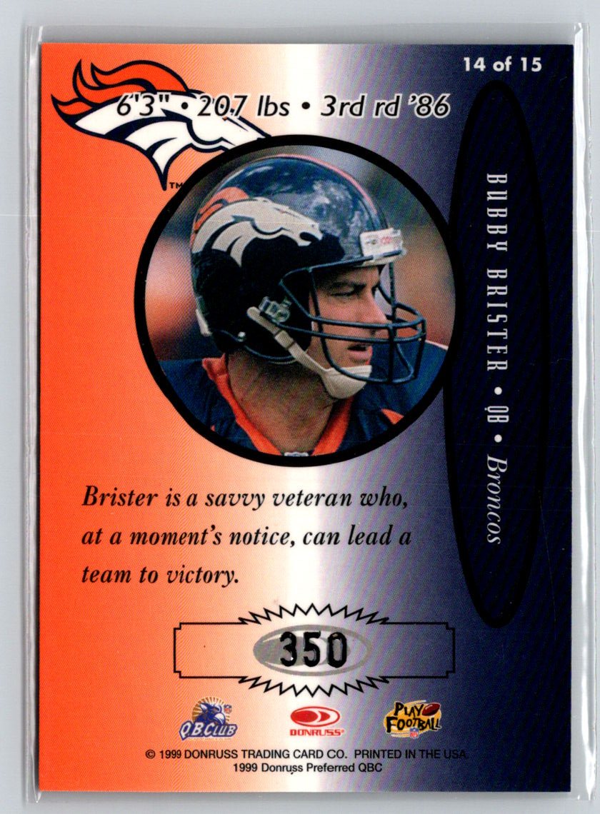 1999 Donruss Preferred QBC #14 Bubby Brister Preferred Signatures i06
