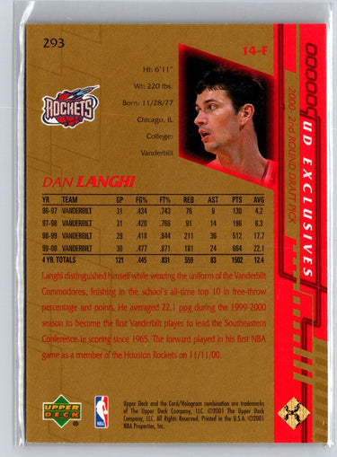 2000-01 Upper Deck #293 Dan Langhi UD Exclusives Gold #/25 i06