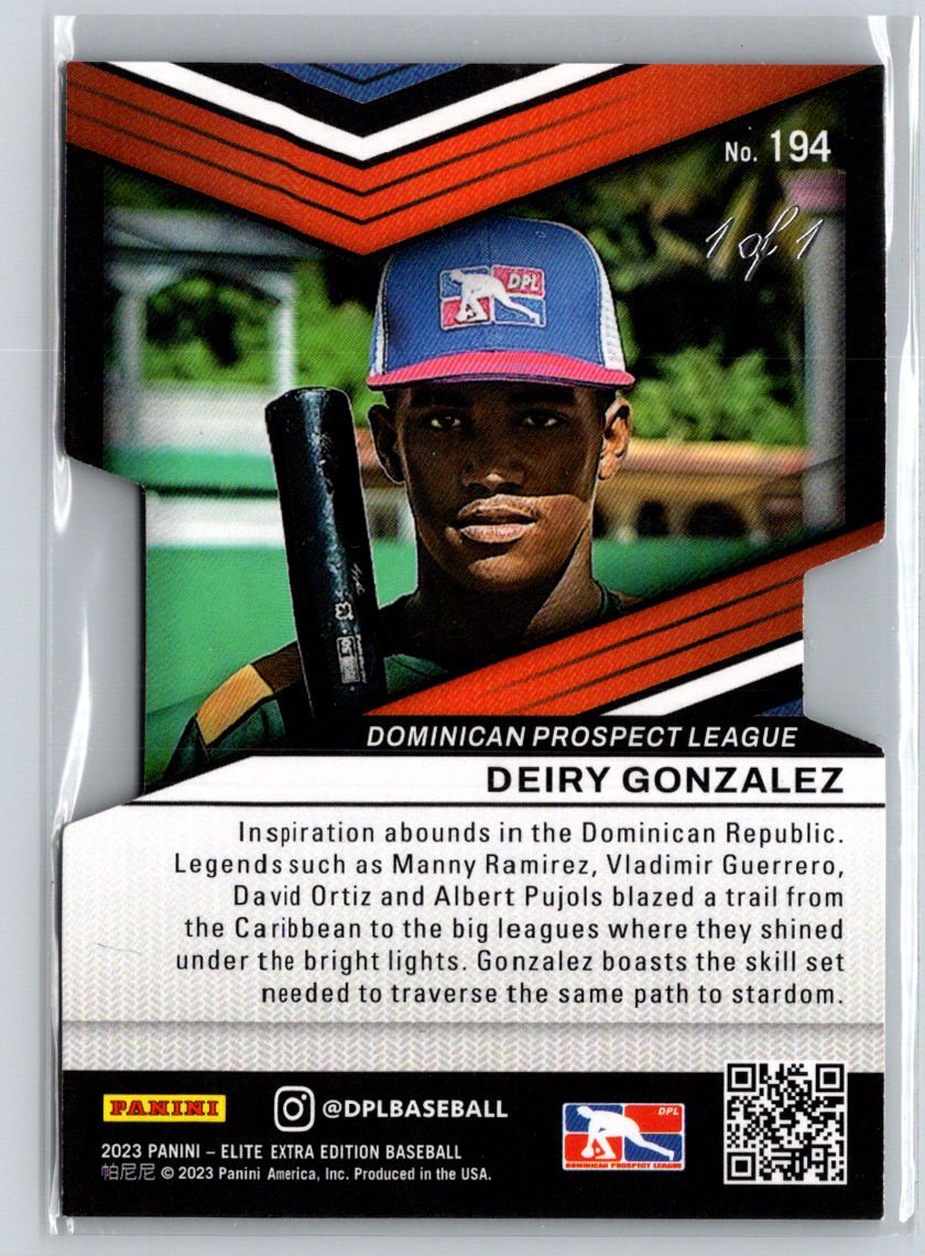 2023 Panini Elite Extra Edition #194 Deiry Gonzalez Black Die Cut #/1 i06