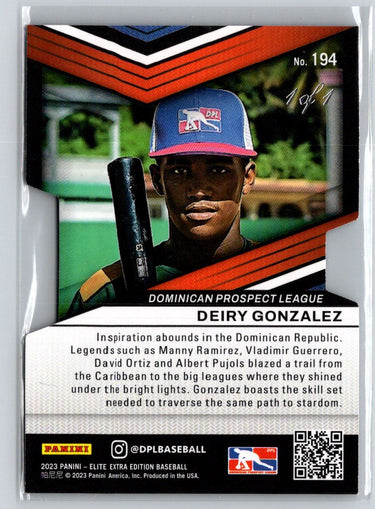 2023 Panini Elite Extra Edition #194 Deiry Gonzalez Black Die Cut #/1 i06