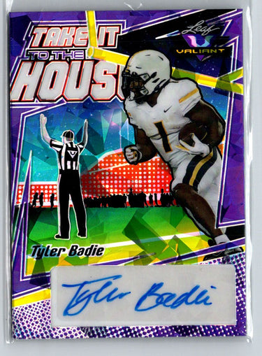 Leaf Valiant Tyler Badie Take it to the House Autographs Purple Crystal /10 i07
