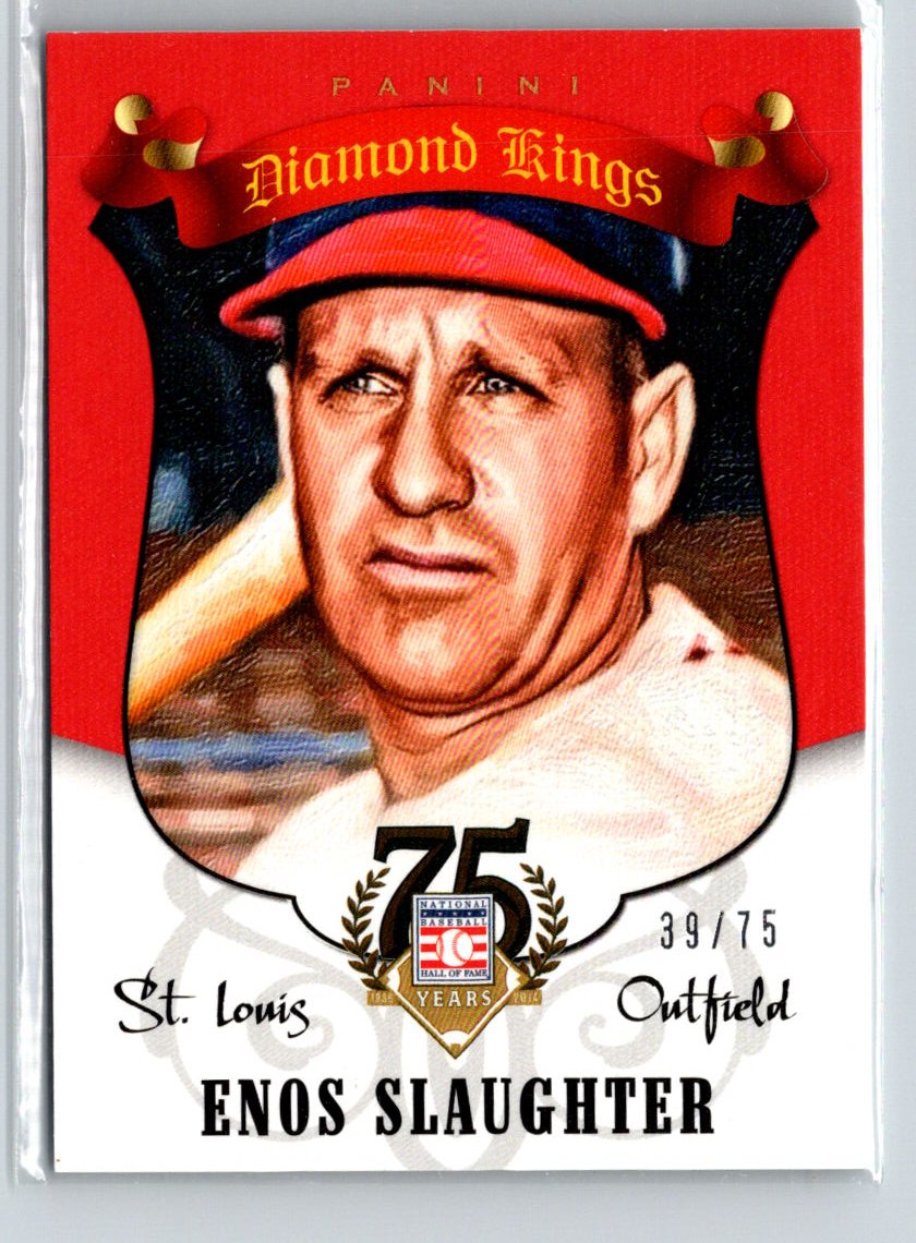 2014 Panini Hall of Fame 75th Diamond Kings Red #61 Enos Slaughter #/75 i07