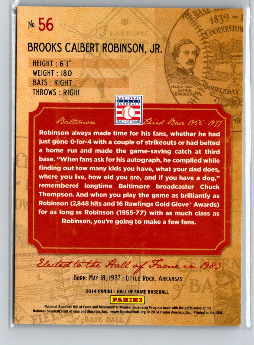 2014 Hall of Fame 75th Year Anniversary Base Green Frame Brooks Robinson /75 i07