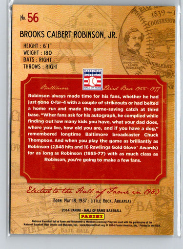 2014 Hall of Fame 75th Year Anniversary Base Green Frame Brooks Robinson /75 i07