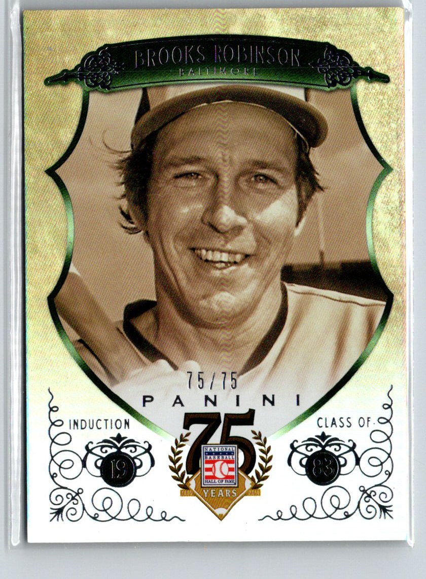 2014 Hall of Fame 75th Year Anniversary Base Green Frame Brooks Robinson /75 i07