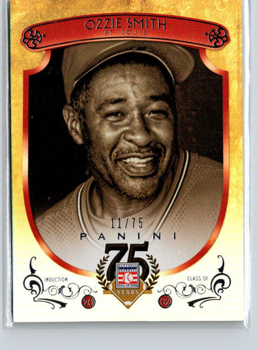2014 Hall of Fame 75th Year Anniversary Base Red Frame #85 Ozzie Smith /75 i07