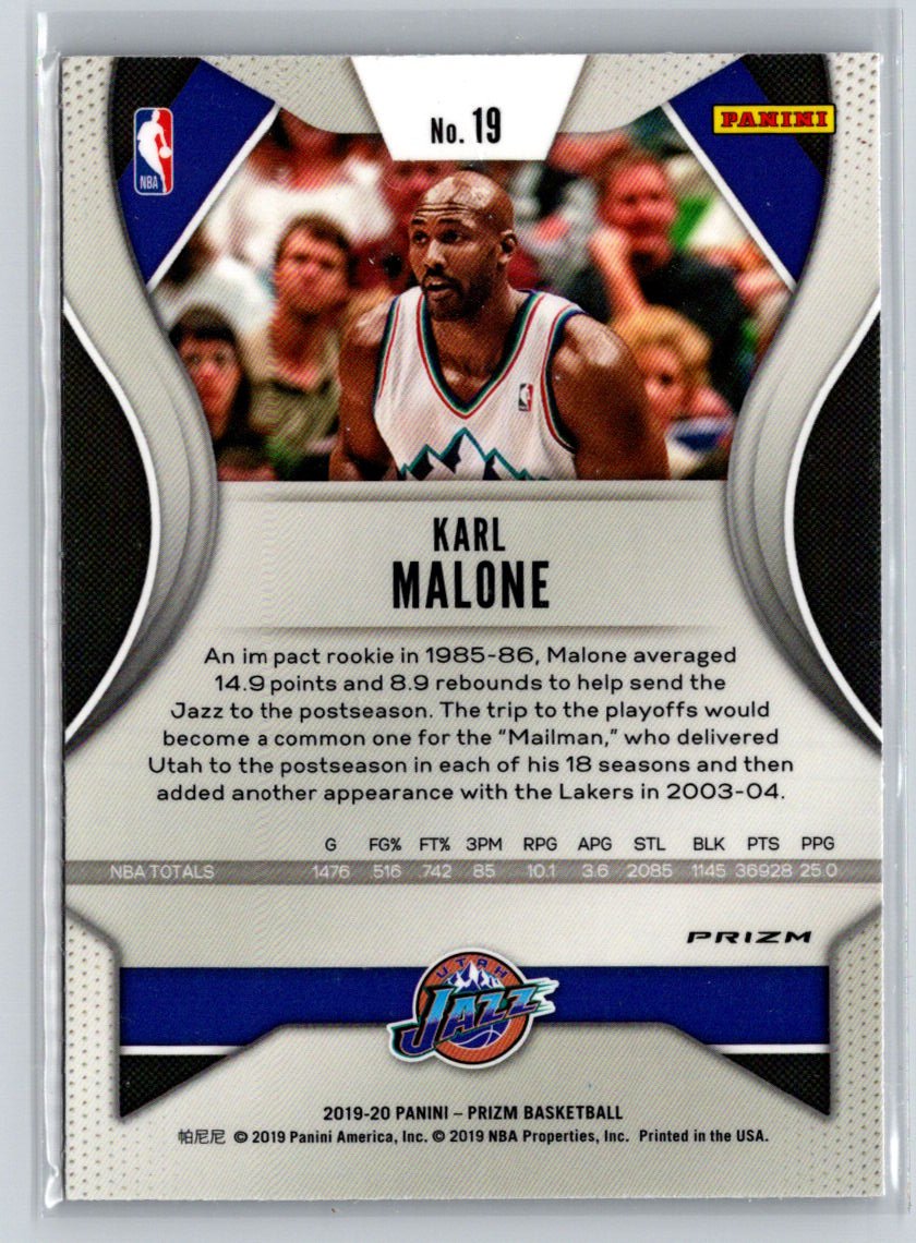 2019-20 Panini Prizm #19 Karl Malone Prizms Purple Wave i08
