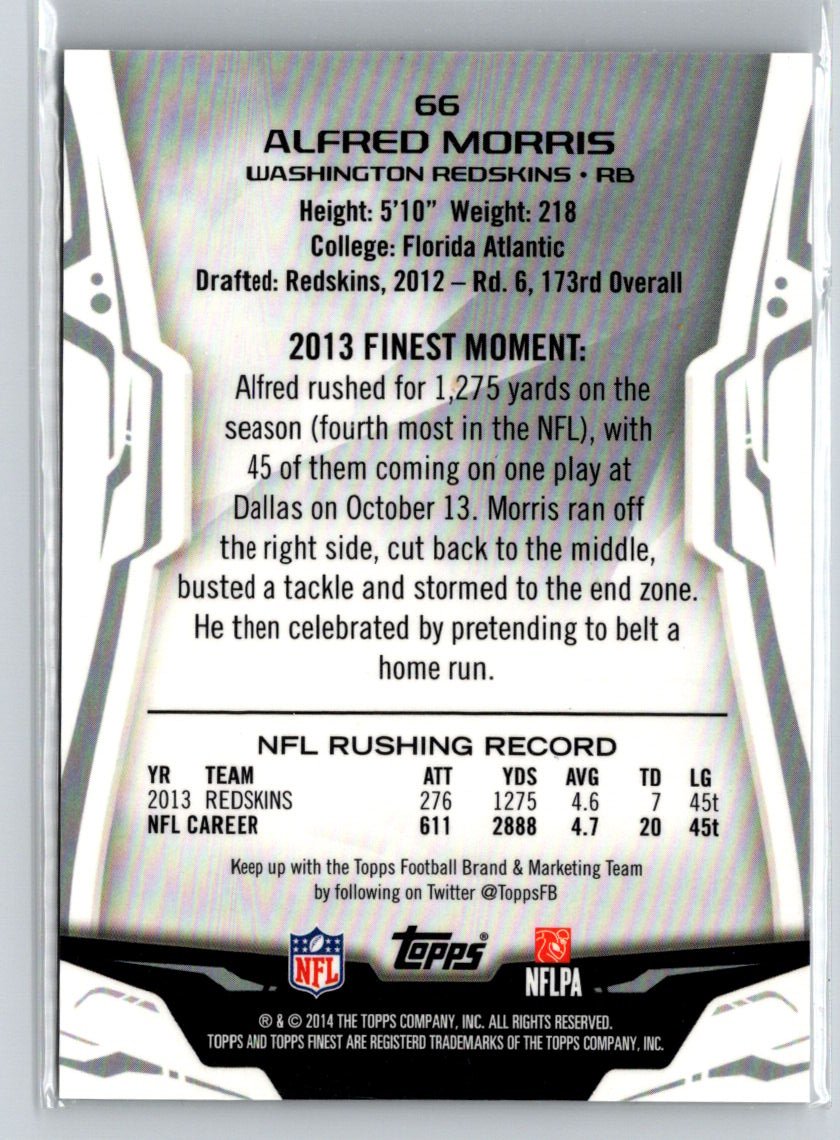 2014 Finest #66 Alfred Morris Pulsar Refractors #/25 i08