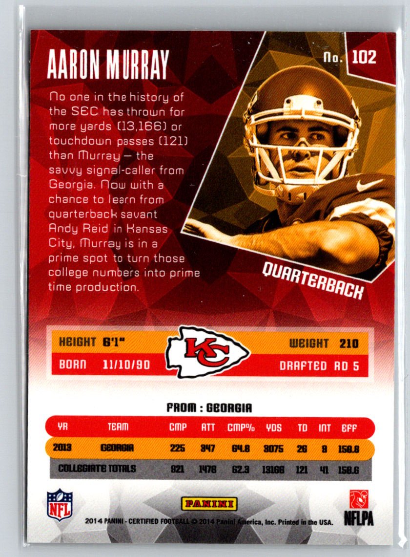 2014 Panini Certified #102 Aaron Murray Mirror Gold #/25 i09