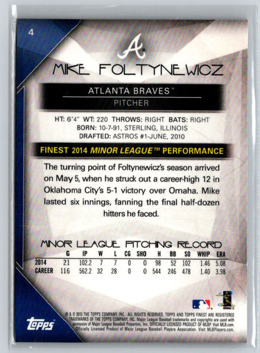 2015 Finest #4 Mike Foltynewicz Orange Refractor #/25 i09
