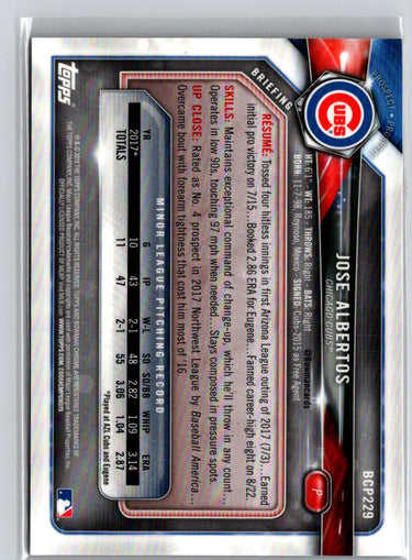 2018 Bowman Chrome Jose Albertos Prospects Orange Shimmer Refractor /25 i09