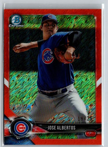 2018 Bowman Chrome Jose Albertos Prospects Orange Shimmer Refractor /25 i09