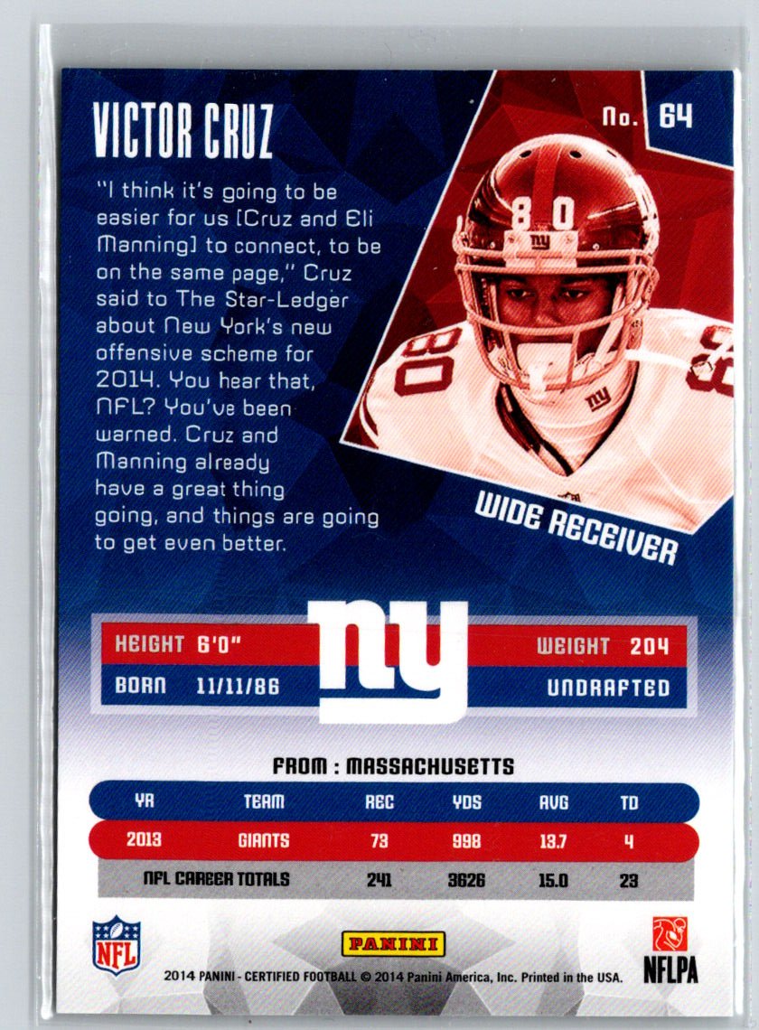 2014 Panini Certified #64 Victor Cruz Gold #/25 i09