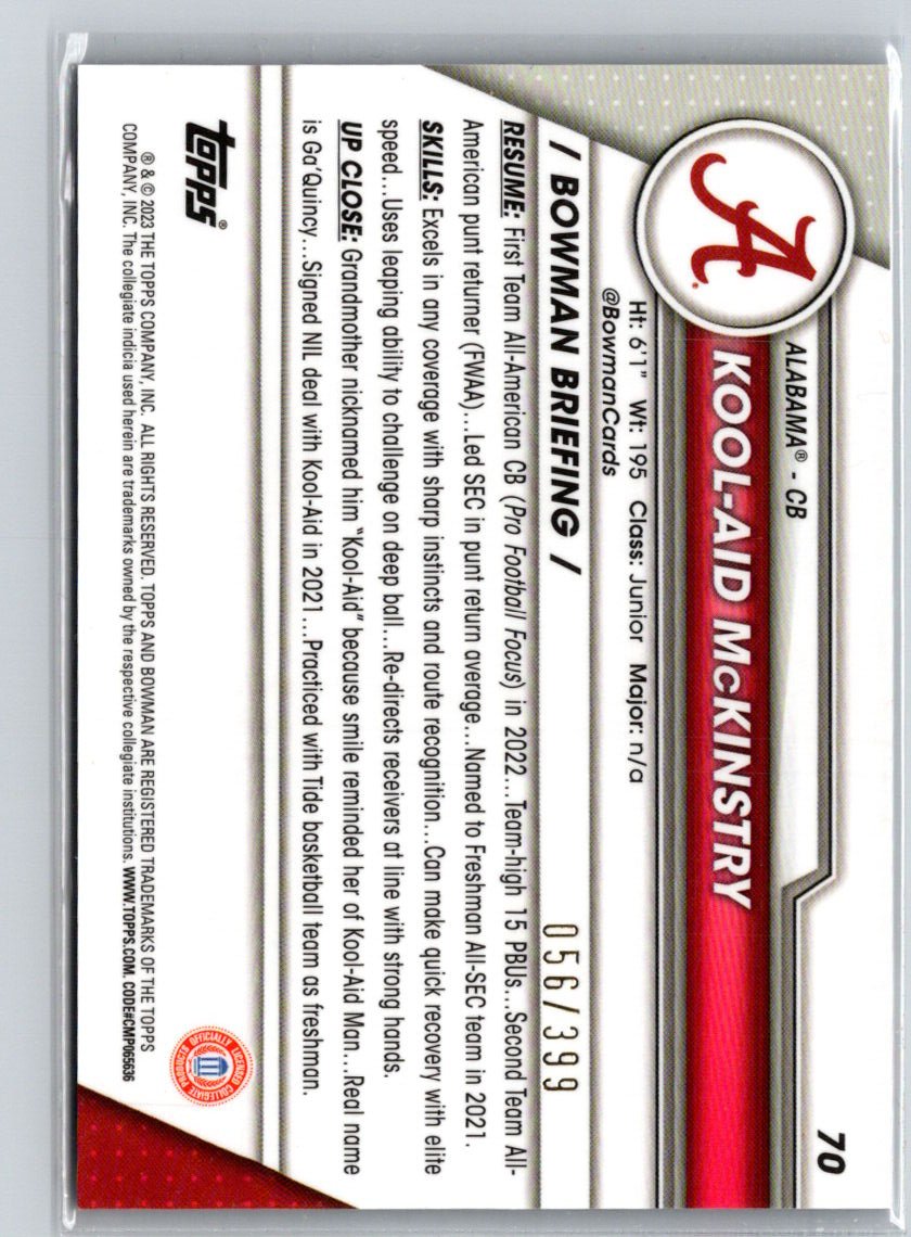 2023 Bowman University Chrome #70 Kool-Aid McKinstry Purple Refractor #/399 i10