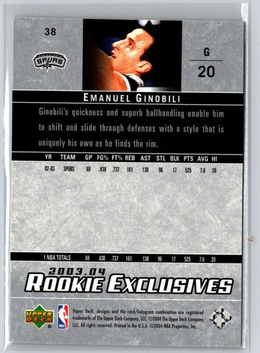 2003-04 Upper Deck Rookie Exclusives #38 Manu Ginobili i10