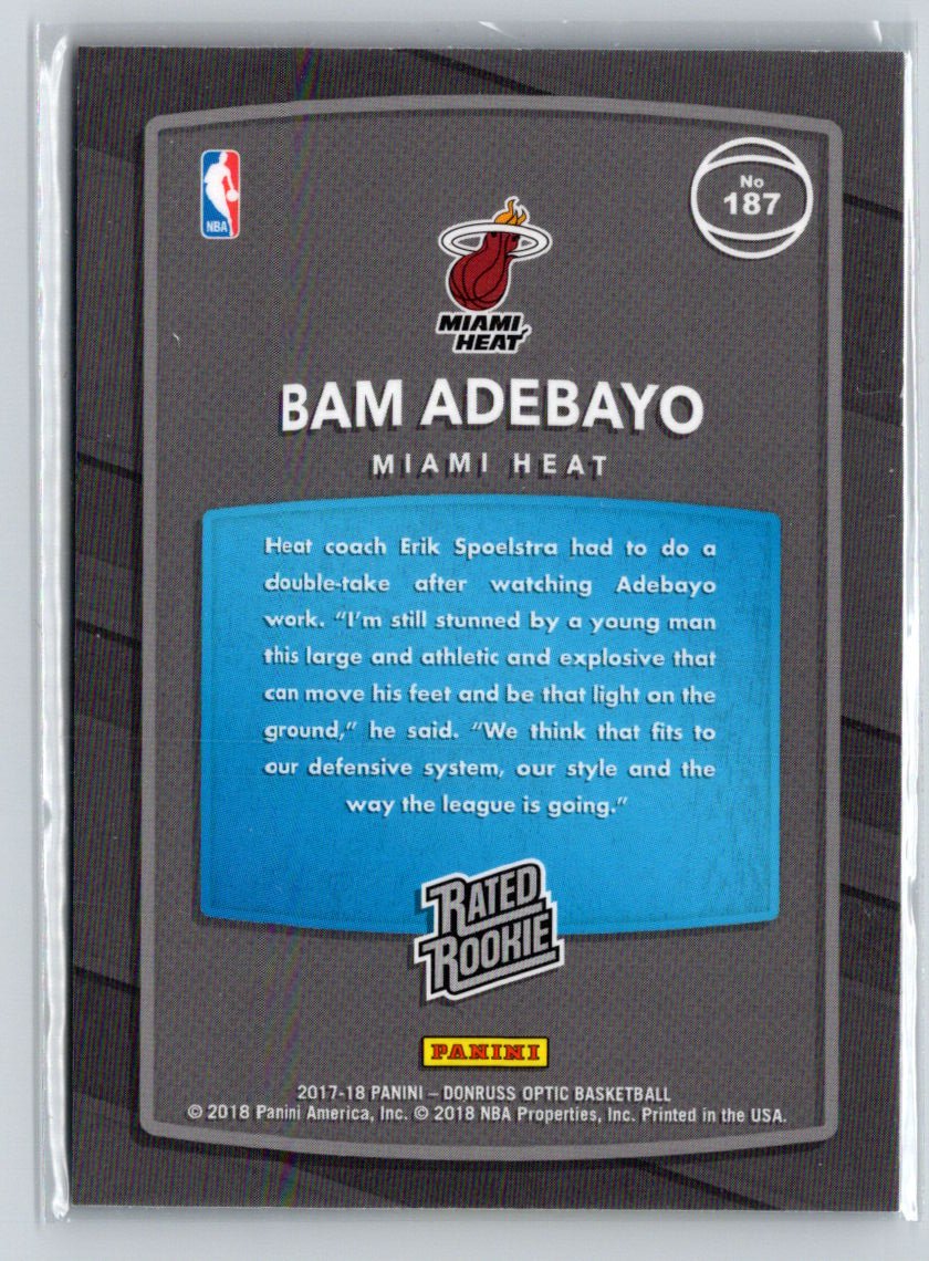 2017-18 Donruss Optic #187 Bam Adebayo Red and Yellow i10