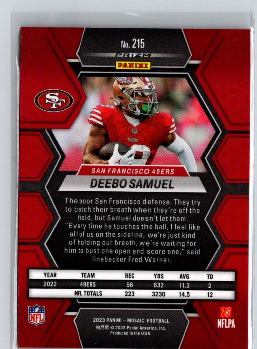 2023 Panini Mosaic #215 Deebo Samuel Camo Red Mosaic i10