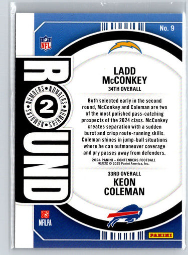 2024 Panini Contenders #9 Keon Coleman / Ladd McConkey Round Numbers Bronze i11