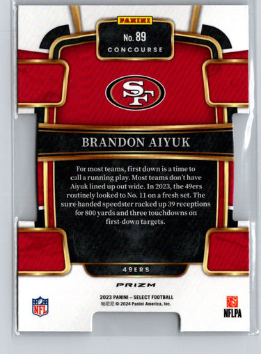 2023 Panini Select #89 Brandon Aiyuk Silver Prizms Die Cuts i11