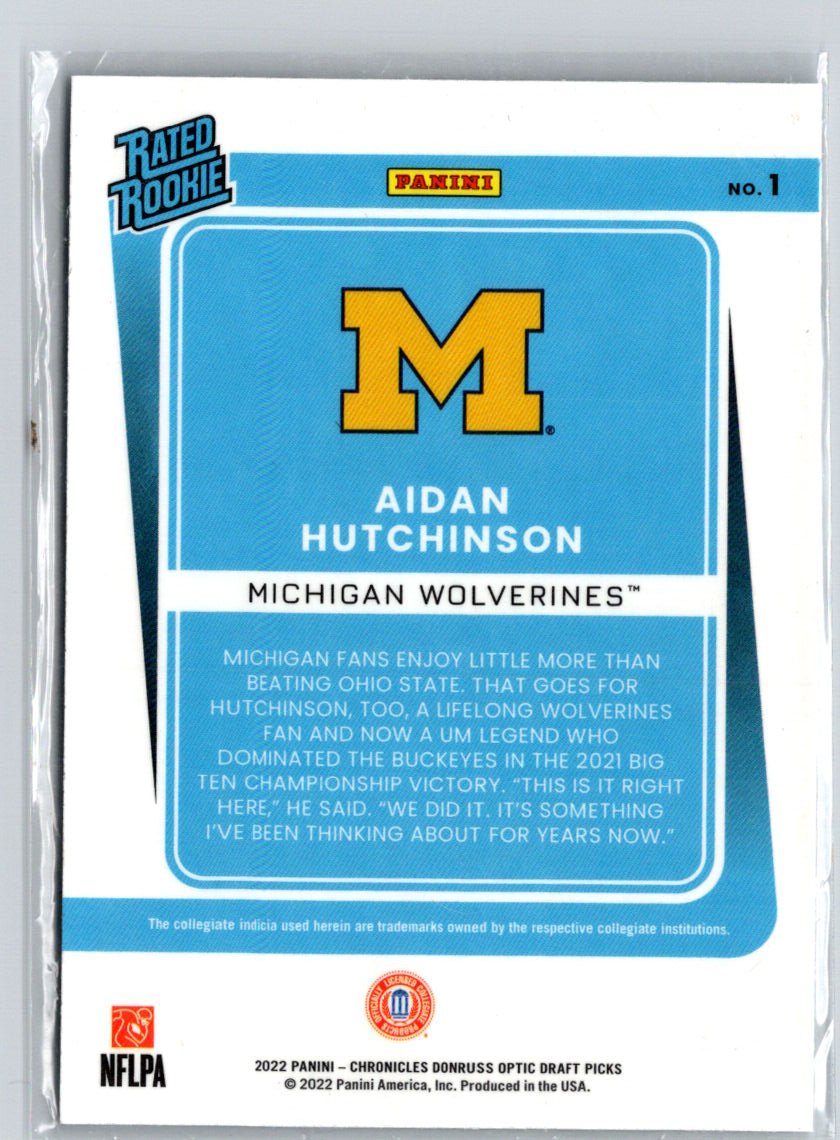 2022 Chronicles Draft Picks Aidan Hutchinson Donruss Optic Rated Rookie i11