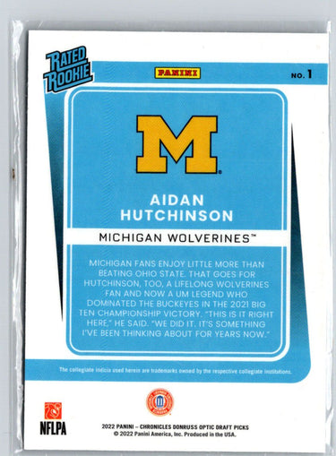2022 Chronicles Draft Picks Aidan Hutchinson Donruss Optic Rated Rookie i11