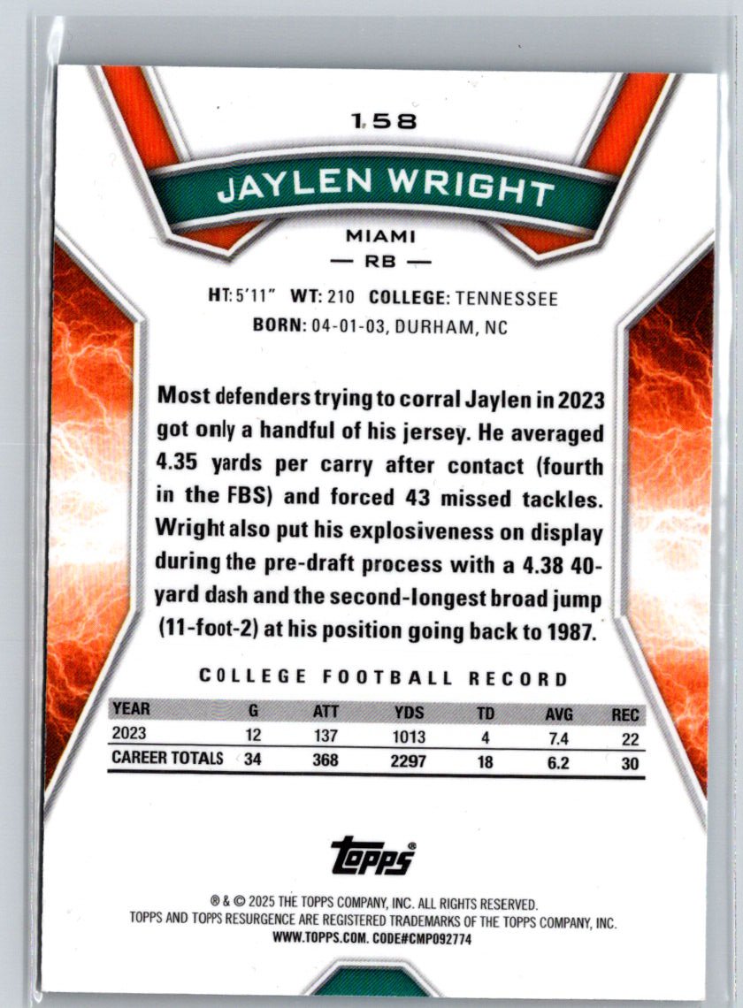 2024 Topps Resurgence - Sky Blue & Pink Shock #158 Jaylen Wright i12