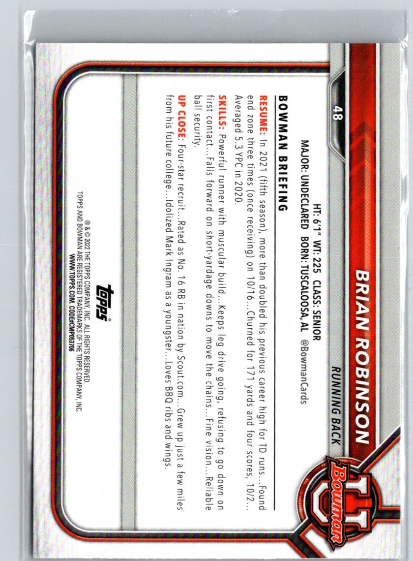 2021-22 Bowman University #48 Brian Robinson i12