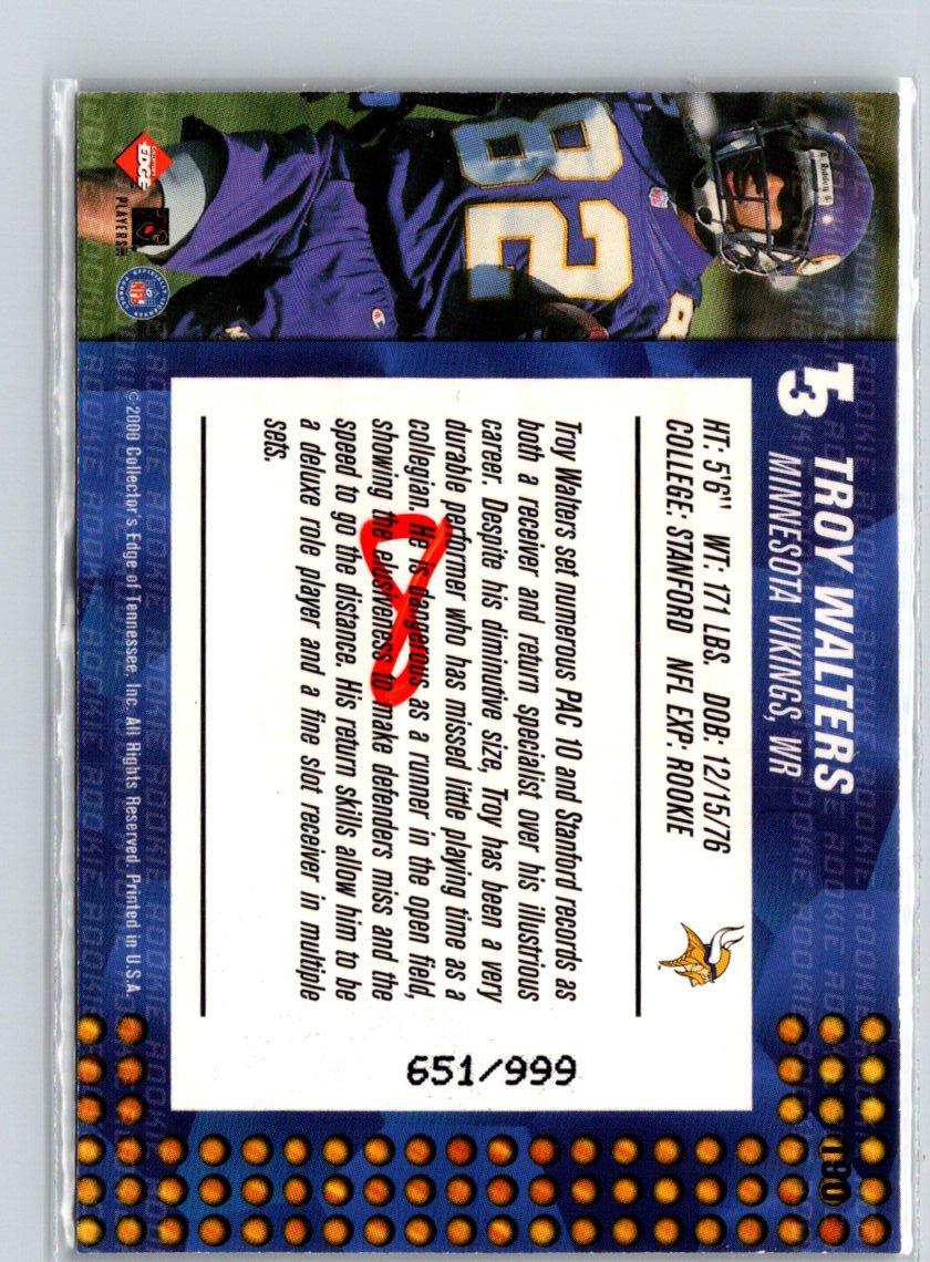 2000 Collector's Edge T3 #190 Troy Walters #/999 i16