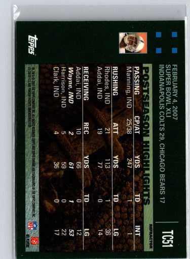 2007 Topps Chrome #TC51 Peyton Manning / Reggie Wayne PSH Refractors i16